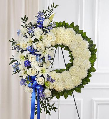 Serene Blessings? Standing Wreath- Blue & White