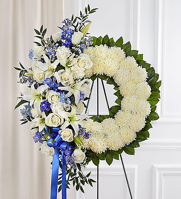 Serene Blessings? Standing Wreath- Blue & White